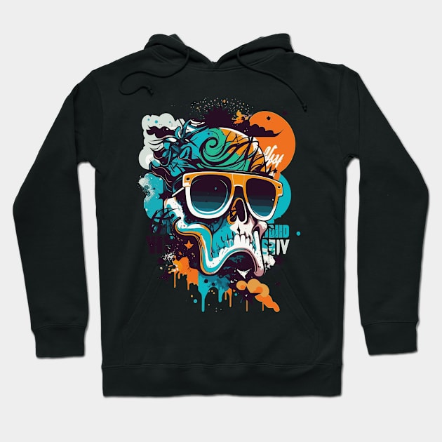 Retro Skull Shades Hoodie by wemerge